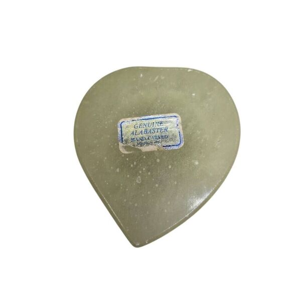 Vintage Alabaster Trinket Box Floral Handcrafted Italy Home Decor Hinged Heart - Picture 5 of 5